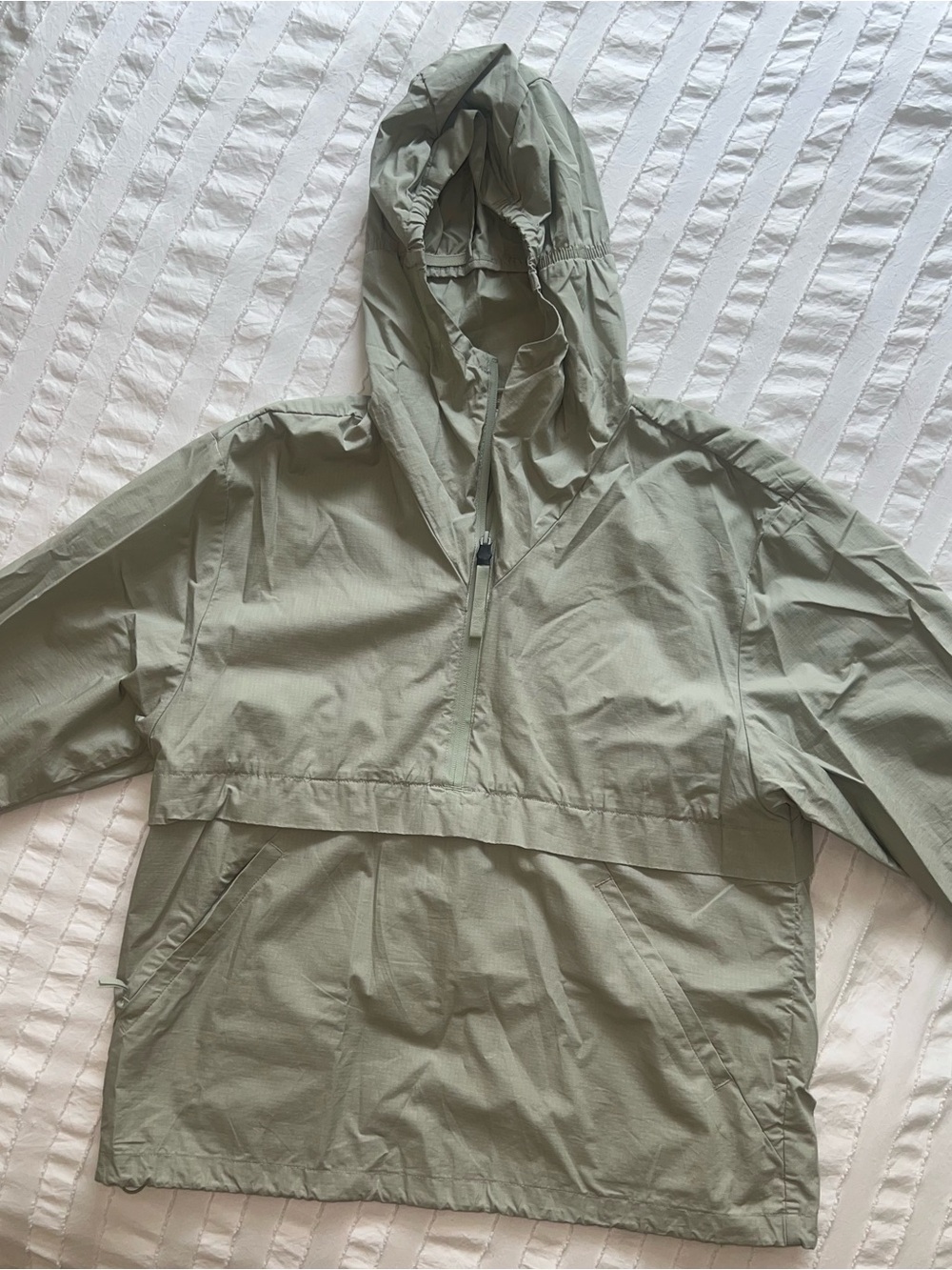 H&M Sage Green Lightweight Hooded Anorak Pullover oversized fit